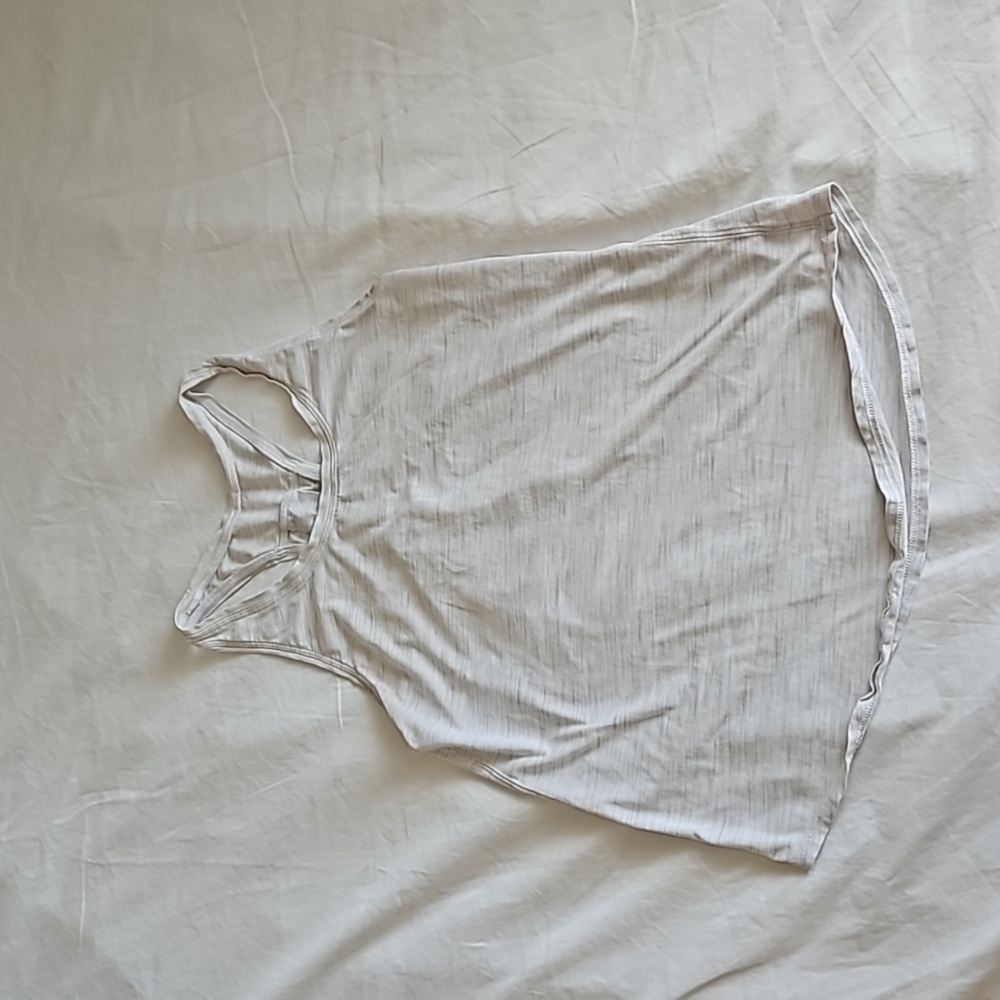 Lululemon Heathered White Gray Racer Back Tank Top Size 6